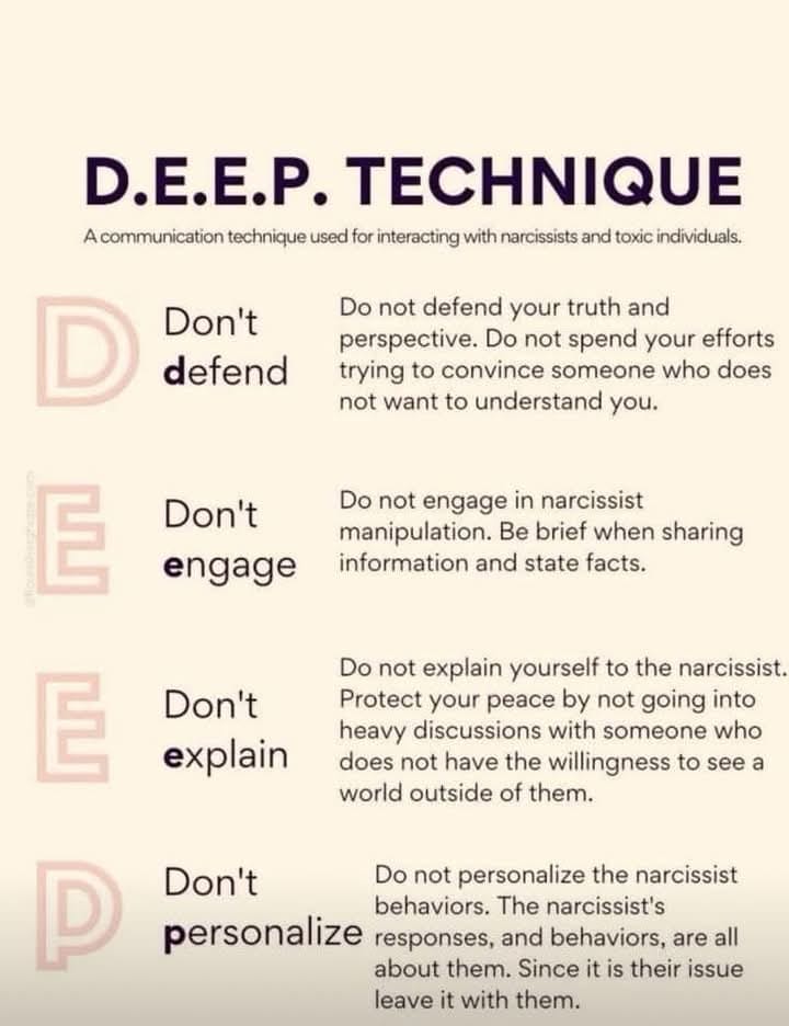 DEEP strategy for communication with narcissists.